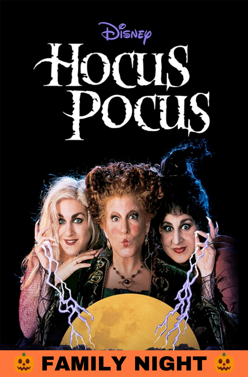 Hocus Pocus 1993 film poster at Halloween drive-in event